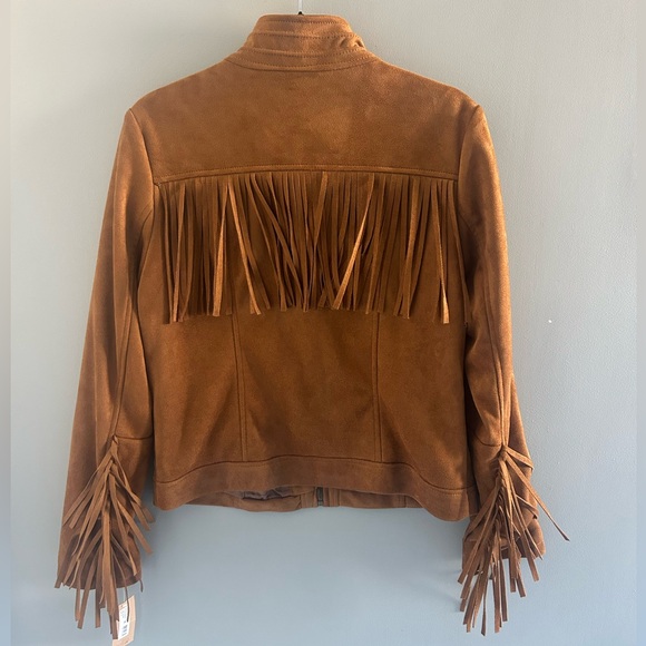 BNWT Rachel Roy Brown Suede Fringe Jacket size M - Picture 2 of 10